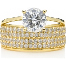 8 Ayar Altın Tektaşlı Alyans Yüzük 8A160