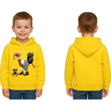 Sedirli Unisex Brainrot Baskılı Çocuk Swaetshirt Kapüşonlu 3 Iplik Şardonlu