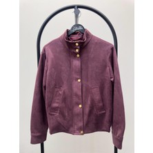 Maldia Shop Kadın Süet Kumaş Arden Bomber Mürdüm Ceket