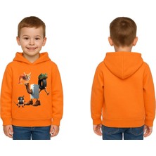 Sedirli Unisex Brainrot Baskılı Çocuk Swaetshirt Kapüşonlu 3 Iplik Şardonlu