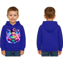Sedirli Unisex Roblox Baskılı Çocuk Swaetshirt  Baskılı Kapüşonlu 3 Iplik Şardonlu
