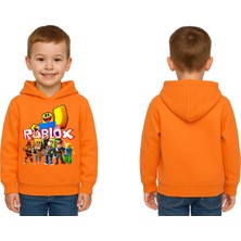 Sedirli Unisex Roblox Baskılı Çocuk Swaetshirt  Baskılı Kapüşonlu 3 Iplik Şardonlu