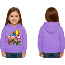 Sedirli Unisex Roblox Baskılı Çocuk Swaetshirt  Baskılı Kapüşonlu 3 Iplik Şardonlu