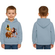 Sedirli Unisex Brainrot Baskılı Çocuk Swaetshirt Kapüşonlu 3 Iplik Şardonlu