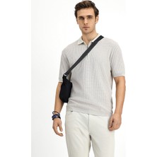 Kiğılı Slim Fit Dar Kesim Pamuk Desenli Fermuarlı Polo Yaka Tişört