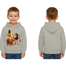 Sedirli Unisex Brainrot Baskılı Çocuk Swaetshirt Kapüşonlu 3 Iplik Şardonlu