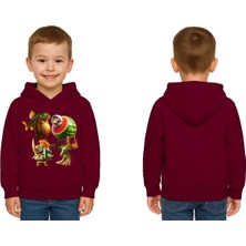 Sedirli Unisex Brainrot Baskılı Çocuk Swaetshirt Kapüşonlu 3 Iplik Şardonlu