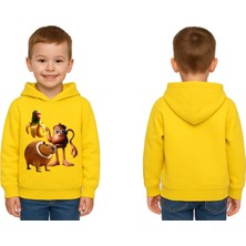 Sedirli Unisex Brainrot Baskılı Çocuk Swaetshirt Kapüşonlu 3 Iplik Şardonlu