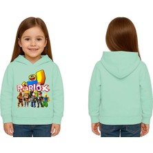 Sedirli Unisex Roblox Baskılı Çocuk Swaetshirt  Baskılı Kapüşonlu 3 Iplik Şardonlu