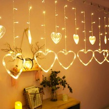 Shopwave Gün Işığı - Kalpli 3mt - Fişli Eklemeli - Fonksiyonlu Lux Sarkıt Perde LED - Dekor Lamba (5047)