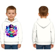Sedirli Unisex Roblox Baskılı Çocuk Swaetshirt  Baskılı Kapüşonlu 3 Iplik Şardonlu