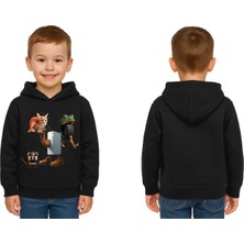 Sedirli Unisex Brainrot Baskılı Çocuk Swaetshirt Kapüşonlu 3 Iplik Şardonlu