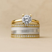 8 Ayar Altın Tektaşlı Alyans Yüzük 8A140