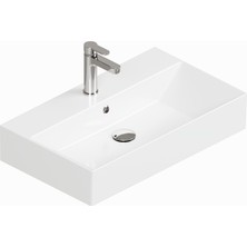 Isvea Sistema Z Tezgah Üstü Kare Lavabo 70 x 42 cm Beyaz Seramik