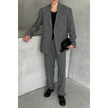 HYMAN Erkek Oversize Kalıp Antrasit Kruvaze Takım Elbise Regular Fit Modeli ile Şıklık