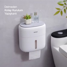 Gri Duvara Yapışkanlı Çekmeceli Tuvalet Kağıdı ve Havlu Saklama Kutusu