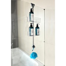 Yükseklik Ayarlı Paslanmaz Oval Banyo Rafı Takımı, Şeffaf ve Şık Tasarım