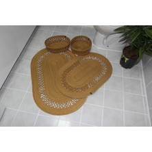 Doğal Jüt Banyo ve Makyaj Seti, Paspas Takımı, Şık Tasarım, Kullanışlı Ürünler