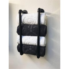 Şık Siyah Endüstriyel Su Borusu Ferforje Çoklu Havluluk Askısı