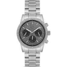 David Guner Gümüş Kaplamalı Siyah Kadranlı Kadın Kol Saati DG-8740LA-A2