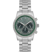 David Guner Gümüş Kaplamalı Yeşil Kadranlı Kadın Kol Saati DG-8740LA-A10