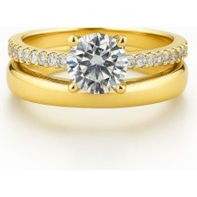 8 Ayar Altın Tektaşlı Alyans Yüzük 8A137