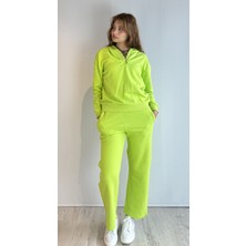 The Fancy Kadın Kapüşonlu V Yaka Uzun Kollu Beli Lastikli Eşofman Takımı