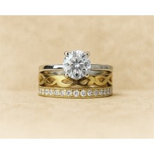 8 Ayar Altın Tektaşlı Alyans Yüzük 8A159