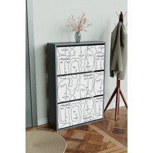 Hediyeler Kapında "minimal Faces" 3 Bölmeli Liovian Düşer Kapak Ayakkabılık