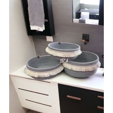 Gri Üçlü Sepet Seti, Banyo ve Dekorasyon Için Şık ve Kullanışlı Düzenleyici