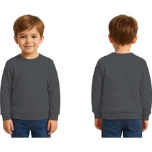 Sedirli Unisex Düz Baskısız Çocuk Sweatshirt  3 Iplik Şardonlu Kumaş