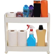 Çok Amaçlı Tekerlekli Mutfak ve Banyo Rafı, Beyaz, Organizer Sr-02