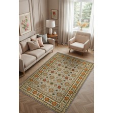 Homshtag Klasik Tarz Çiçek Desenli Oda Halısı, Antik Maksimalist Ev Dekoru, Yıkanabilir Dokuma Pamuk Tabanlı Kaymaz Tabanlı Halı