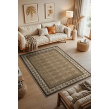 Homshtag Rustik Halı, Ahşap Oda Dekoru Için Yıkanabilir Minimlasit Halı, Bordürlü Gelneksel Halı