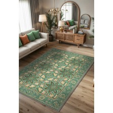 Homshtag Turkuaz ve Kahverengi Halı, Etnik Halı, Geometrik Desenli Eskitme Halı, Modern Oda Dekoru