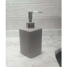 Modern Gri Sıvı Sabunluk, 7X7X17 Cm, 300 Ml, Şık Banyo Seti