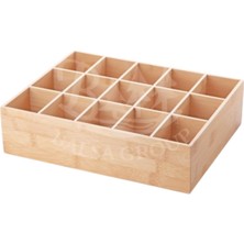 15 Bölmeli Bambu Organizer Set, Şık ve Pratik Saat Aksesuar Kutusu