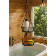 Şık Siyah Banyo Askısı ve Düzenleyici, Küvet ve Jakuzi Yanı Dekoratif Parça