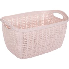 Pembe Örgü Sepet 20 Lt, Şık ve Kullanışlı Ev Düzenleme Aksesuarı