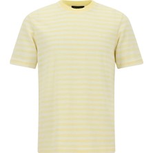 Abdullah Kiğılı Bisiklet Yaka Regular Fit Pamuk Nakışlı Çizgili T-shirt