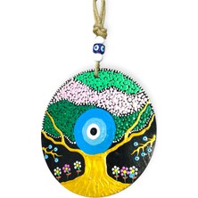 Handmade Şans ve Koruma Getiren El Boyaması Ahşap Nazarlık – 20 cm Çapında-Model-10