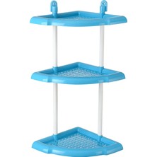 3'lü Jelatinli Mavi Banyo Köşeliği, Şık ve Kullanışlı Tasarım.
