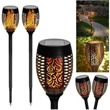 Biton Toptan 6 Adet Bahçe Lambası Alev Efektli Solar LED Güneş Enerjili Aydınlatma 50 cm