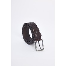Tudors Erkek %100 Hakiki Deri 3,5 cm Klasik Kahverengi Kemer