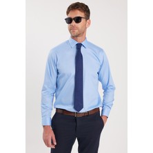 Tudors Erkek Regular Fit Klasik Kesim Açık Mavi Non-Iron Pamuklu Ütü Gerektirmez Gömlek