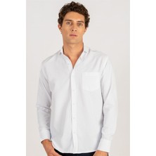 Tudors Erkek Regular Fit Klasik Kesim Desenli Beyaz Gömlek