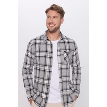 Tudors Erkek Slim Fit Dar Kesim Oduncu Tek Cep Kareli Kışlık Gömlek