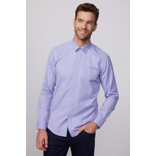 Tudors Modern Slim Fit Pamuklu Kolay Ütü Armürlü Erkek Gömlek