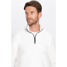 Tudors Unisex Standart Fit Anti-pilling Tüylenme Yapmayan Soğuk Geçirmez Ekru Dik Bato Yaka Polar Sweatshirt