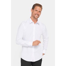 Tudors Modern Slim Fit Uzun Kollu Pamuklu Kolay Ütü Erkek Beyaz Gömlek
